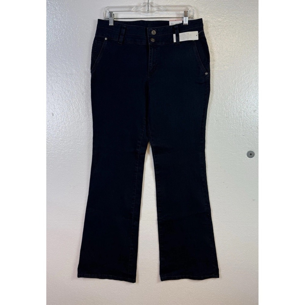 New Liz Claiborne Trouser Jeans Womens Sz 10 Deep Blue Bootcut Stretch Pants